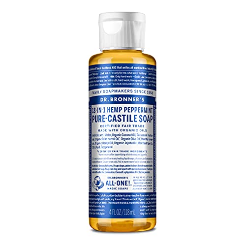 Dr. Bronner's Pure-Castile Soap - Organic Oils, 18-in-1 Uses for Body, Hair, Pets - 4oz