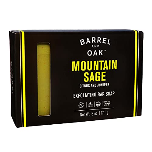 Barrel and Oak Exfoliating Bar Soap - Deep Cleans Pores, Natural Charcoal & Olive Stone - 6oz