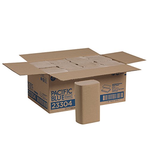 Pacific Blue Basic Paper Towels - Dependable Hand Drying, 50% Recycled Fiber - 250 Towels/Pack