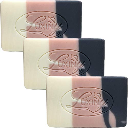 Luxiny Natural Soap Set - Hydrating Tea Tree Mint Charcoal, Vegan Ingredients - 3 Bars