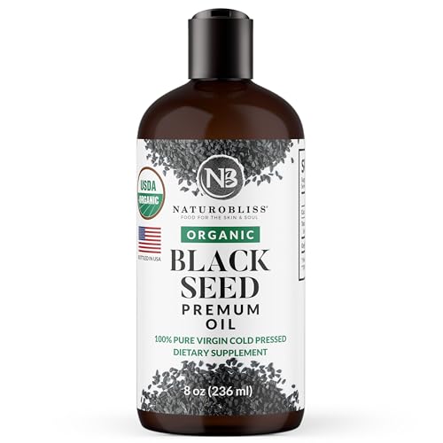 NaturoBliss Organic Black Seed Oil - Antioxidant Boost for Immune, Hair & Skin Health - 8oz