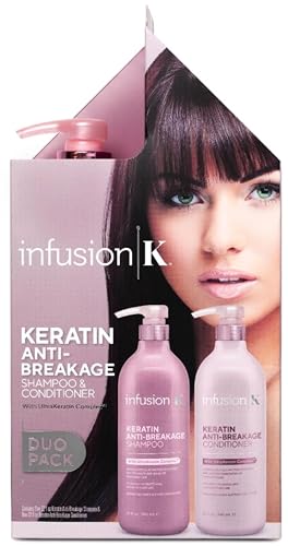 Infusion K Keratin Shampoo & Conditioner Duo - Strengthens, Hydrates, Color Safe - 2 Pack