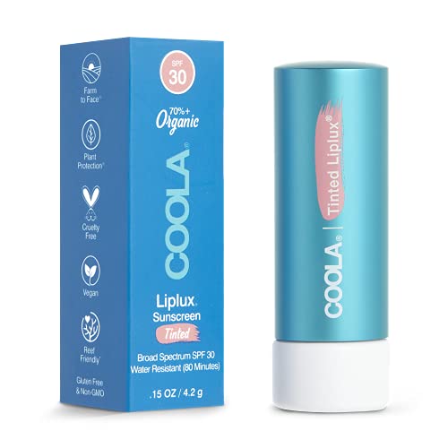 COOLA Organic Liplux Tinted Lip Balm - SPF 30, Dermatologist Tested, Vegan, 0.15 Oz
