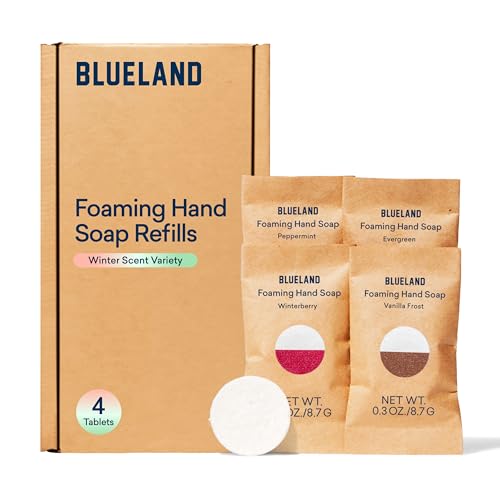 BLUELAND Foaming Hand Soap Tablets - Hypoallergenic, Plant-Based Ingredients - 4 Pack Refills