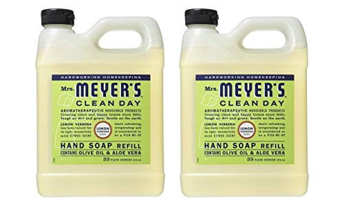 Mrs. Meyer's Hand Soap Refill - Lemon Verbena, Made with Essential Oils - 33 Fl oz (Pack of 2)