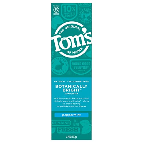 Tom's of Maine Botanically Bright Toothpaste - Whitens Teeth, Propolis & Xylitol, Peppermint - 4.7oz
