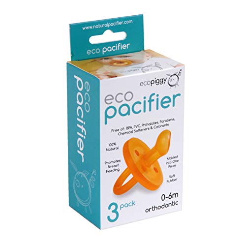 Natural Rubber Pacifier Set - Orthodontic, BPA-Free, No Chemicals - 0-6 Months, 3 Pack