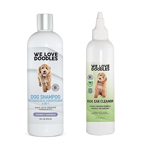 We Love Doodles Dog Ear Cleaner & 4-in-1 Shampoo Bundle - Prevents Infection & Odor - Lavender