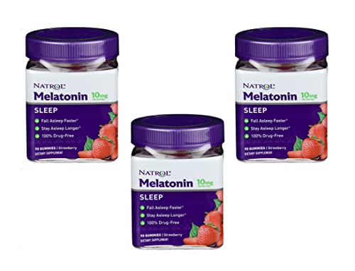 Natrol Melatonin Sleep Gummies - 99% Pure Melatonin, Drug-Free, Strawberry Flavor - 90 ct, 3 Pack