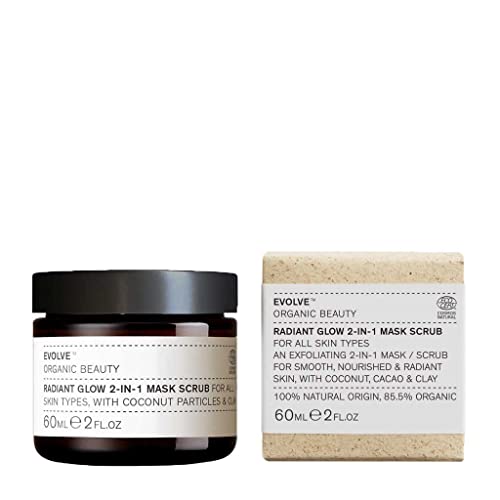 Evolve Organic Beauty Exfoliator - Revitalizing 2-in-1 Mask & Scrub, Vegan, Small-Batch - 2oz