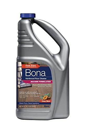 Bona Hardwood Floor Cleaner - Fast-Drying, Pet Safe, Cedar Scent - 64 Fl Oz for Cleaning Machines