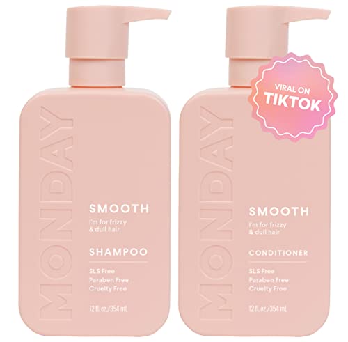 MONDAY HAIRCARE Smooth Shampoo & Conditioner Set - Softens Frizzy Curly Hair, 100% Recyclable - 24oz