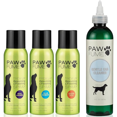 PAWFUME Pet Grooming Set - Moisturizing Dog Deodorizer & Hypoallergenic Ear Cleaner - Pack of 3