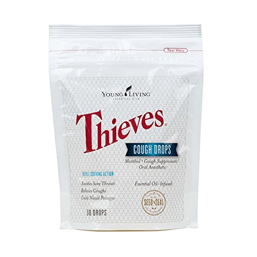 Young Living Thieves Cough Drops - Natural Cough Relief, Sugar-Free, Essential Oils - 30 ct.