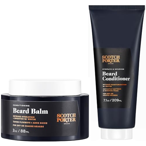 Scotch Porter Beard Balm & Conditioner - Hydrates, Softens, Vegan - 3oz Jar, 7.1oz Tube