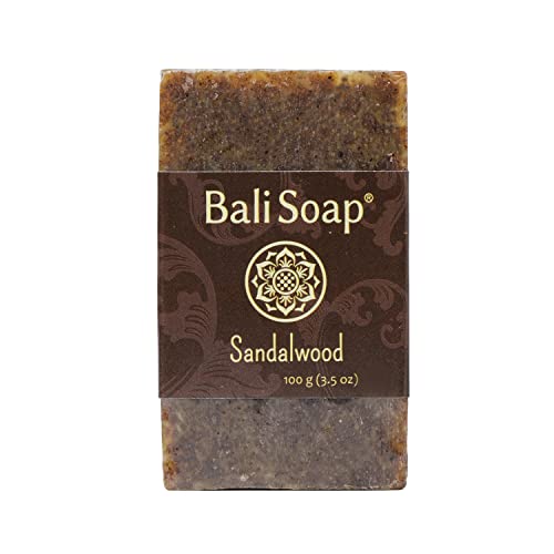 Bali Soap Bar - Nourishing Sandalwood Exfoliating Cleanser, Vegan & Handmade - 3 Pack, 3.5oz