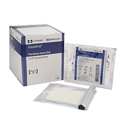 Covidien Vaseline Petrolatum Gauze Strip Dressing - Moisture Retentive, Sterile - 3" x 9", Box of 50