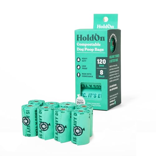 HoldOn Compostable Pet Waste Bags - Leak-Proof, Extra Thick, Certified Compostable - 9x13 Inches