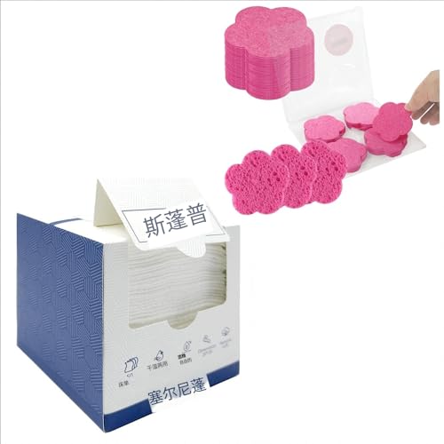 Gentle Touch Facial Cleansing Sponge Set - Soft, Biodegradable Towels, 100% Natural - 50 Count