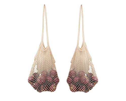 Cotton Mesh Produce Bags - Extend Vegetable Freshness, 100% Cotton, Washable - 2 Pack