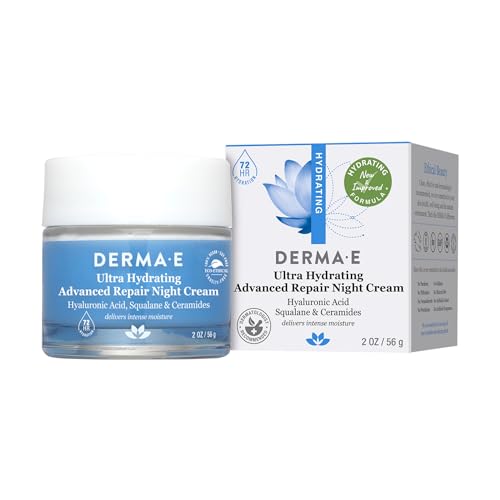 Derma E Night Cream - Deeply Hydrates & Nourishes with Hyaluronic Acid, 2 oz