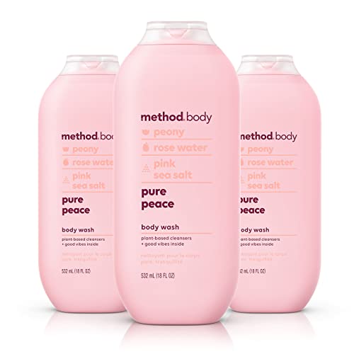 Method Body Wash - Detoxifying, Paraben & Phthalate Free, Moisturizing - 3 x 18oz, Pure Peace
