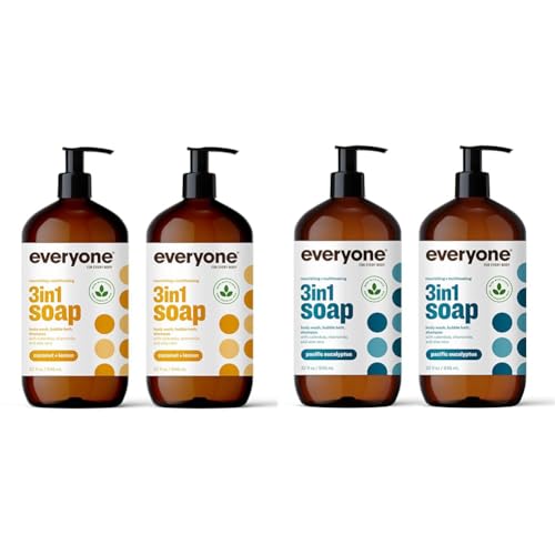 Everyone 3-in-1 Body Wash - Nourishing Coconut & Eucalyptus Scents, Hypoallergenic - 32oz x2