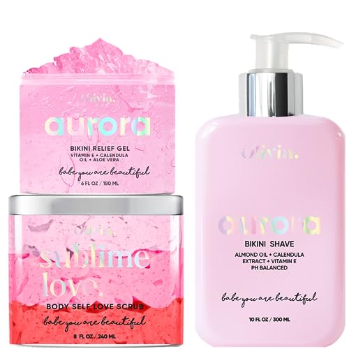 Olivia Shaving Kit - Reduces Ingrown Hairs, Nourishes Skin, Natural Ingredients - 3-Piece Set