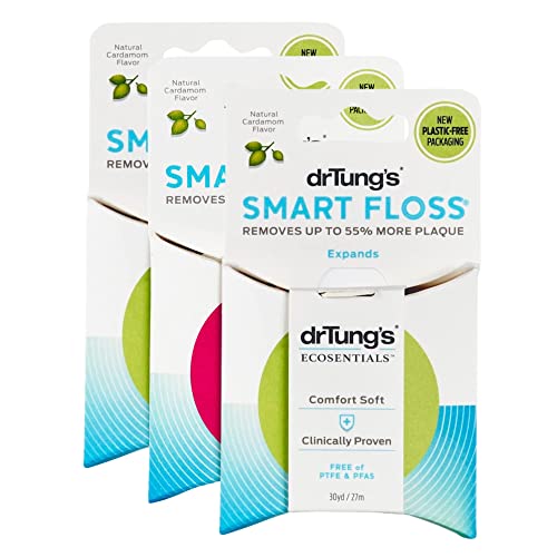 DrTung's Dental Floss - Expanding, Gentle on Gums, Cardamom Flavor, BPA & PTFE Free - Pack of 3