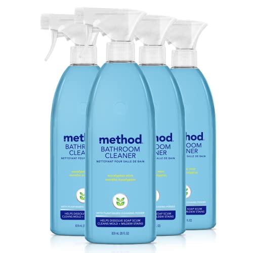Method Bathroom Cleaner - Removes Mold & Mildew, Plant-Based, Eucalyptus Mint - 28oz (Pack of 4)