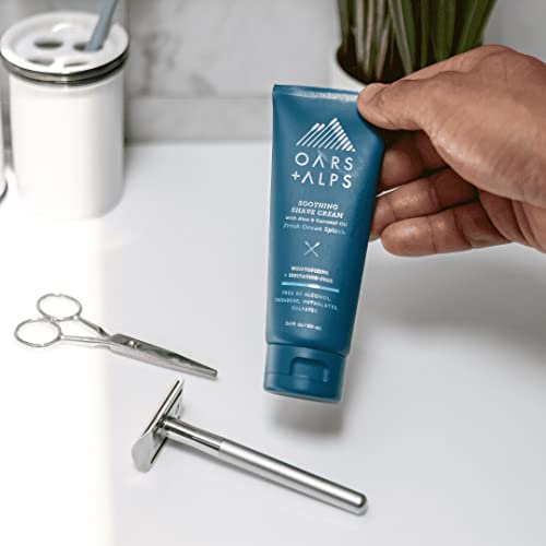 Oars + Alps Men's Shaving Cream - Moisturizing Aloe & Coconut Oil, Fresh Ocean Splash - 3.4 Oz