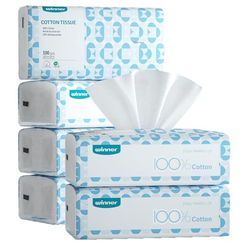 Winner Soft Face Towels - Gentle 100% Cotton Wipes for Sensitive Skin, 600 Count, OEKO-TEX Certified