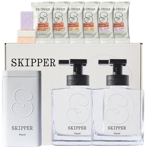 Tirtyl Skipper Hand Wash Duo Kit - Refillable Glass Dispensers, Moisturizing Tablets - 6 Fragrances