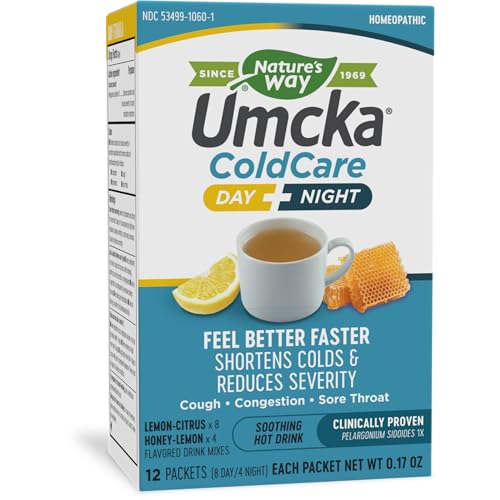 Nature's Way Umcka ColdCare Day+Night - Shortens Colds, Non-Drowsy, 12 Packets Hot Drink Mixes