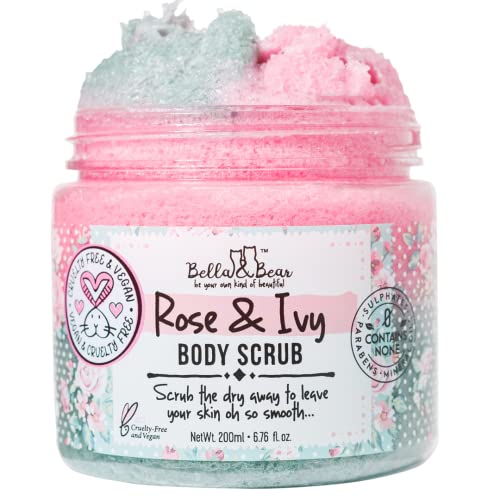 Bella and Bear Body Scrub - Skin Smoothing, Vegan, Cruelty-Free, Rose & Ivy Scent - 6.7oz