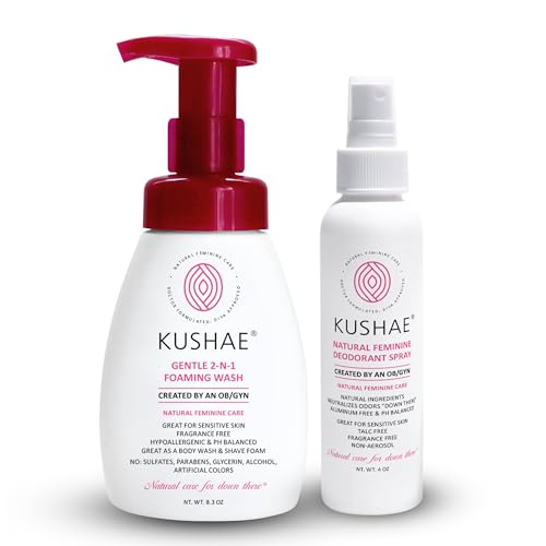 Kushae Feminine Hygiene Care Bundle - All-Natural Wash & Spray for pH Balance & Odor Control