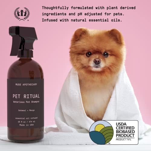 Muse Apothecary Waterless Dog Shampoo - Fresh Bouquet Scent, Plant-Derived, No Rinse - 16oz