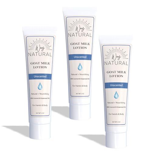 Way Natural Goat Milk Lotion - Moisturizing Relief for Dry Skin, Real Goat Milk - 3 (2oz) Tubes