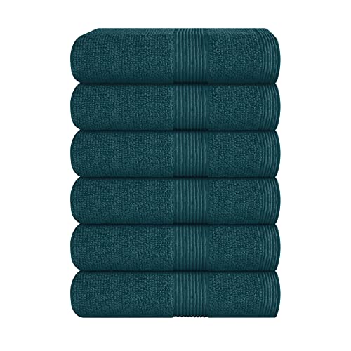GLAMBURG Hand Towel Set - Ultra Soft, Highly Absorbent, Natural Cotton - 6 Towels, 16x28, Black