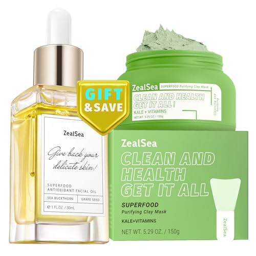 ZealSea Skin Nourishment Duo - Detox Clay Mask & Antioxidant Oil for Radiant Skin - 2pcs