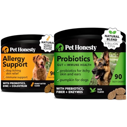 Pet Honesty Dog Supplement - Allergy Relief & Gut Health, Natural Ingredients - 90 Chews