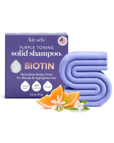 Kitsch Purple Toning Shampoo Bar - Neutralizes Brass, Biotin-Enriched, Paraben-Free - 3.2oz