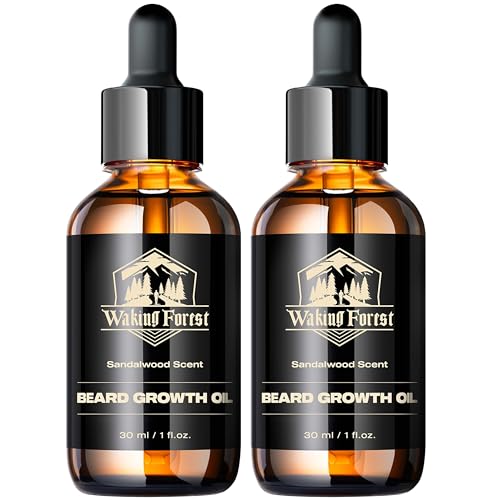 Waking Forest Beard Oil - Promotes Growth, Soothes Itch, Sandalwood & Vitamin E - 1oz, 2 Pack