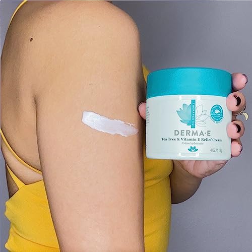 Derma E Moisturizer - Deeply Hydrating Tea Tree & Vitamin E Relief for Irritated Skin - 4 oz