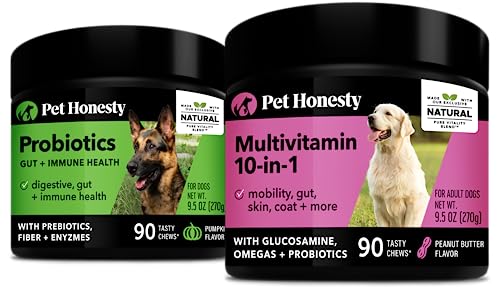 PetHonesty Dog Supplement - Probiotics & Multivitamins for Gut Health, Mobility - 90 Soft Chews
