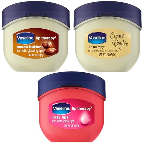 Vaseline Lip Therapy Bundle - Natural Moisture, Shea & Cocoa Butter, 3 Pack of 0.25oz Balms