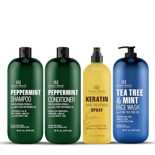 BOTANIC HEARTH Peppermint Shampoo & Conditioner Set - Promotes Hair Growth & Thickness - 16oz