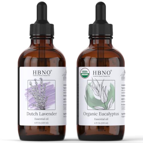 HBNO Essential Oil Bundle - Premium Dutch Lavender & Organic Eucalyptus, 4 oz Each