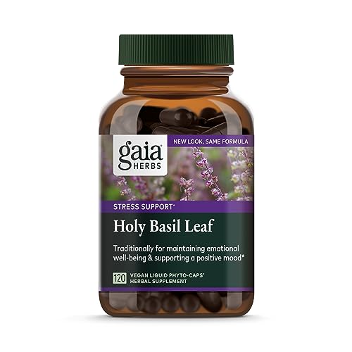 Gaia Herbs Holy Basil Leaf - Supports Positive Mindset & Stress Balance - 120 Vegan Capsules