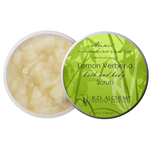 RD Alchemy Body Scrub - Exfoliates & Moisturizes for Radiant Skin, 100% Natural - Lemon Verbena 12oz